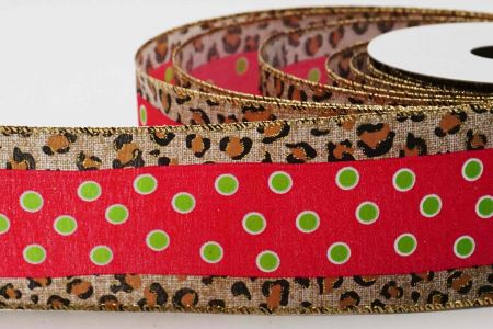 Leopard Print Wired Ribbon_KF6591G-7_Red